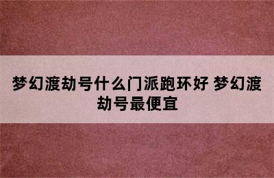 梦幻渡劫号什么门派跑环好 梦幻渡劫号最便宜